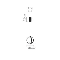 InLight Κρεμαστό φωτιστικό LED 16W 3000K σε μαύρη απόχρωση D:20cm (6057-BL)