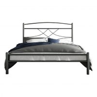 Κρεβάτι Μονό Emma Μεταλλικό με Τάβλες Ασημί Σφυρίλατο 90x200cm