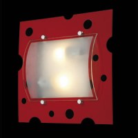 Φωτιστικό  οροφής Δίφωτο πλαστικό-γυαλί E27 33*33*10cm Κόκκινο