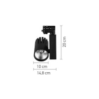 InLight Σποτ τριφασικής ράγας LED 10W 4000K σε μαύρη απόχρωση D:10cmX20cm (T00802-BL)