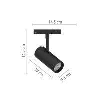 InLight Σποτ μαγνητικής ράγας LED 10W 3000K σε μαύρη απόχρωση D:14,5cmX14,5cm (T01901-BL)