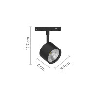 InLight Σποτ μαγνητικής ράγας LED 10W 3000K σε μαύρη απόχρωση D:8cmX12,7cm (T02101-BL)